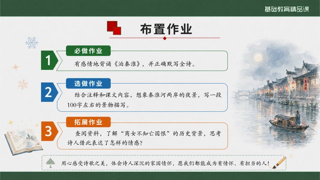 《泊秦淮》精品课课堂小结与作业迁移
