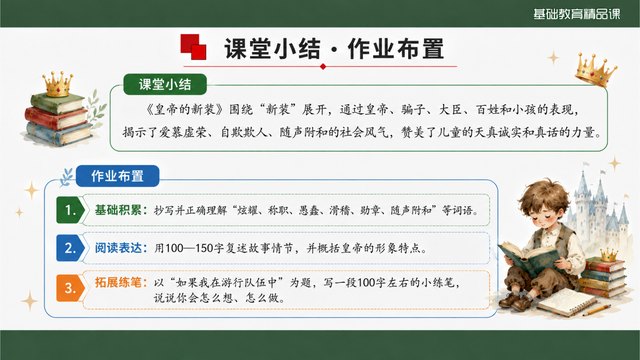 《皇帝的新装》精品课课堂小结与作业迁移