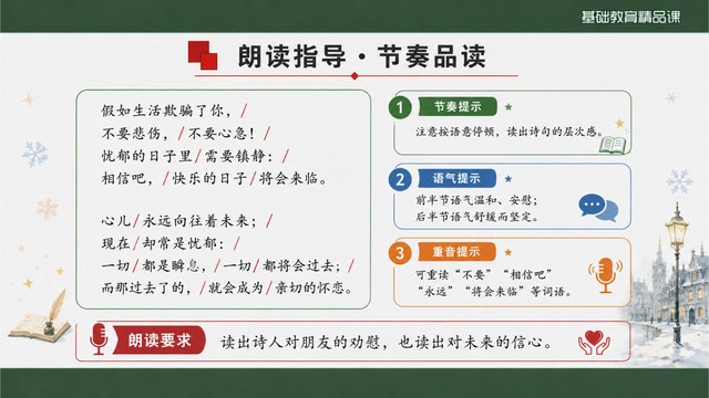假如生活欺骗了你朗读节奏指导