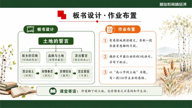 《土地的誓言》精品课课堂小结与作业迁移