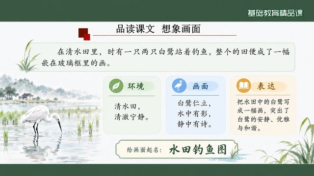 第 9 页 想象画面：水田钓鱼图三栏拆解