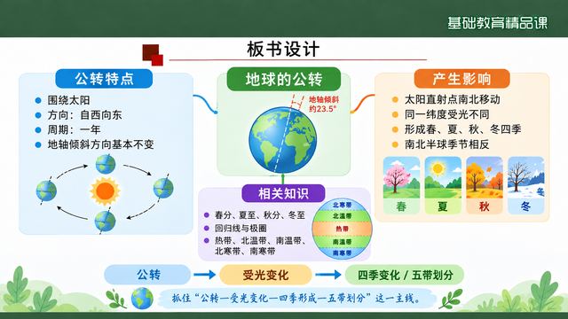 第 18 页 板书设计：公转—变化—影响三段式