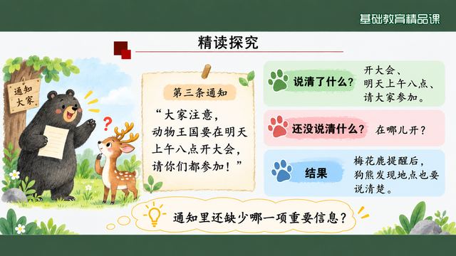 第 14 页 精读探究四：第三条通知补地点