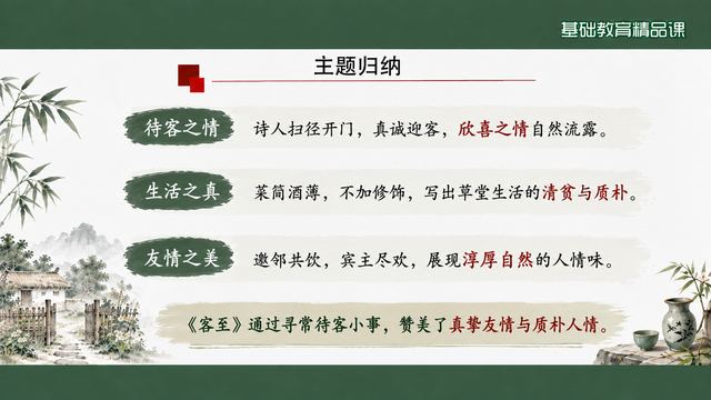 第 12 页 主题归纳：待客之情、生活之真、友朋之谊、人间之美