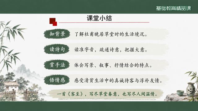 第 15 页 课堂小结：知背景、读诗句、赏手法、悟情感