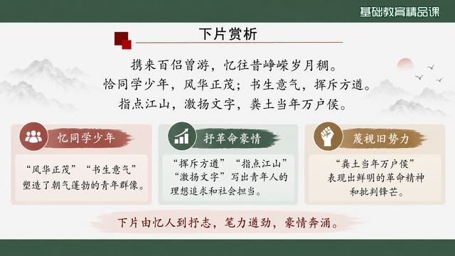 第 11 页 下片赏析：忆往昔峥嵘岁月