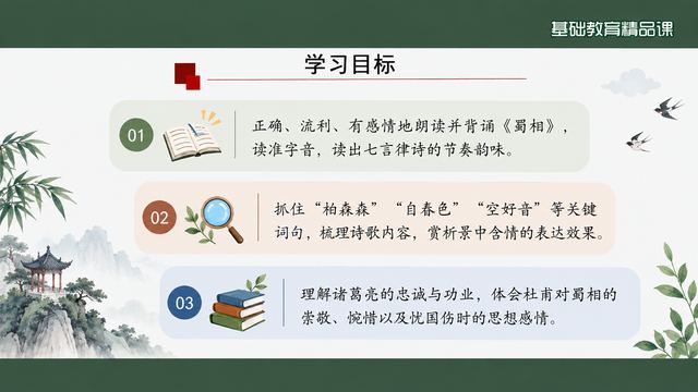 第 2 页 学习目标：诵读、字词与情感三条