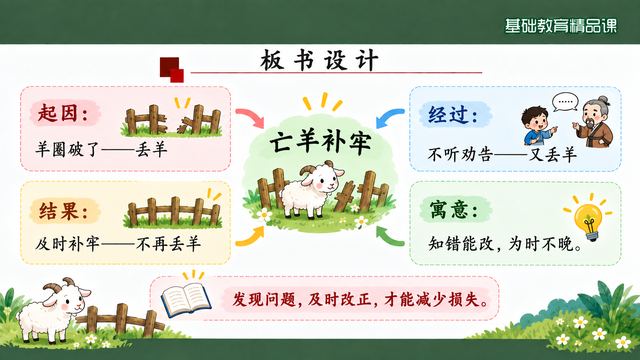 第 16 页 板书设计：起因经过结果加寓意