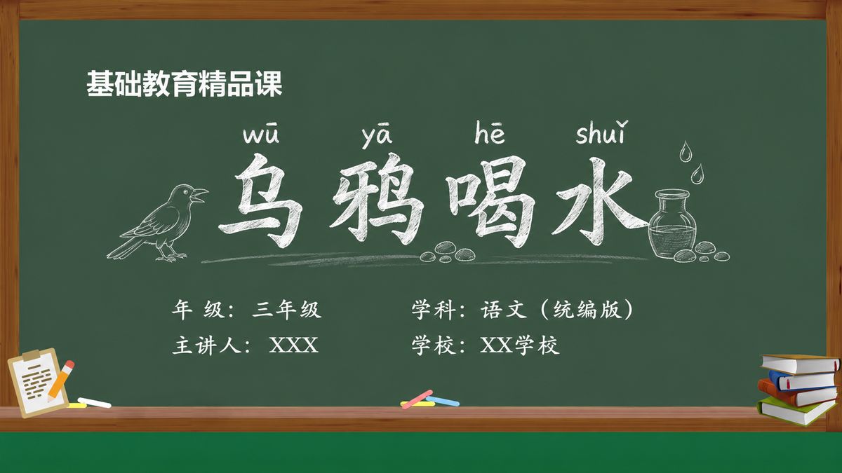 《乌鸦喝水（第1版）》精品课课件 第1页 封面：课题与拼音标题