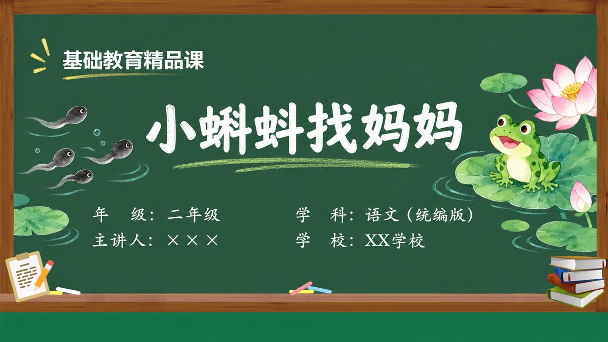 《小蝌蚪找妈妈》精品课课件 第1页 封面：课题与教材信息
