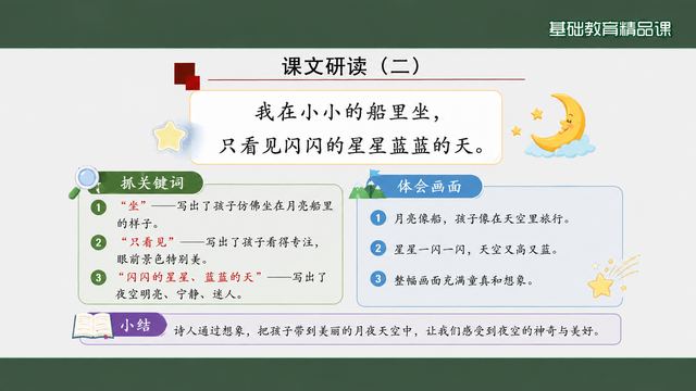 第 11 页 课文研读二：我、坐、只看见、闪闪、蓝蓝