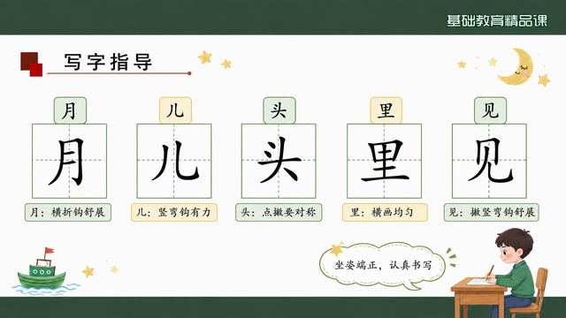 第 8 页 写字指导：五个字入田字格