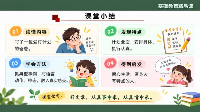 第 16 页 课堂小结：读懂内容到得到启发四格